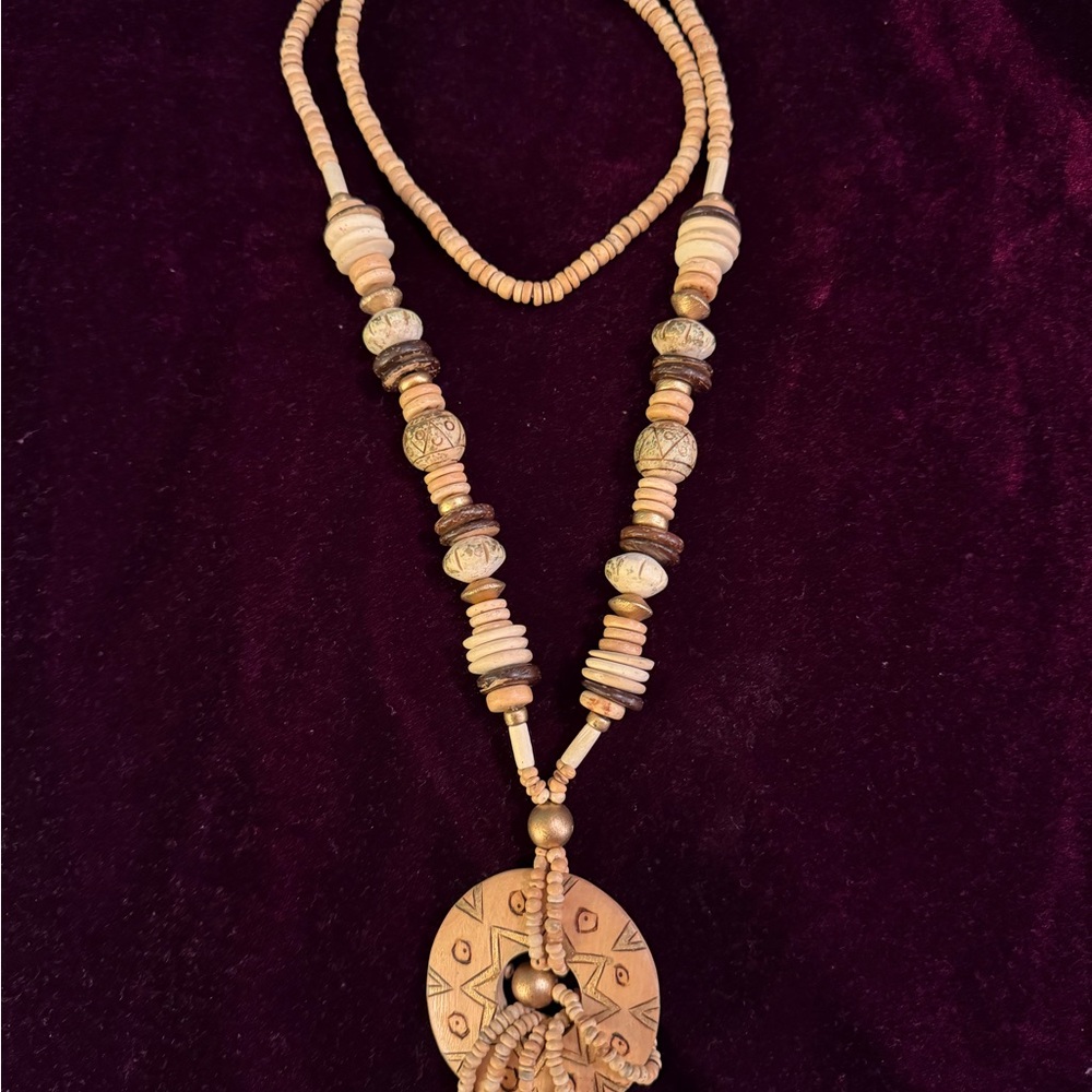 Handcrafted Tan and Brown Beaded Necklace